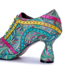 Socofy Handmade Leather Patchwork Printed High Heel Shoes