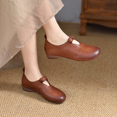 2025 New Vintage Handmade Flat Heel Soft Sole Summer Leather Flat Shoes
