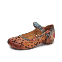 Socofy Cutout Low Heel Shoes