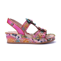 Socofy Handmade Leather Flower Sandals