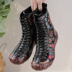 Socofy Vintage Leather Short Boots