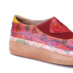 Socofy Handmade Leather Printed Casual Shoes