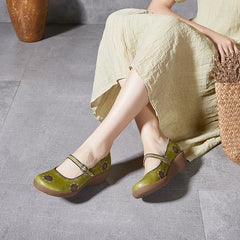 Socofy Summer Leather Printed Platform Shoes