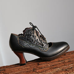 Socofy Leather Mary Jane Heels