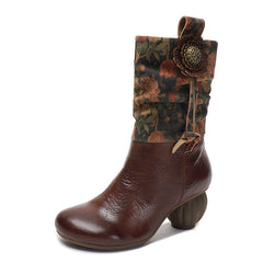 Socofy Handmade Ethnic Floral Boots