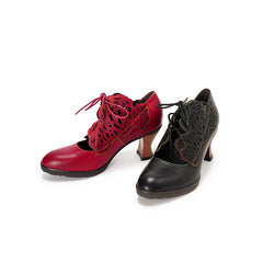 Socofy Leather Mary Jane Heels