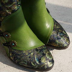 Socofy Vintage Leather Short Boots