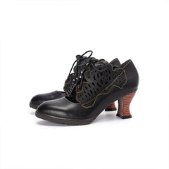 Socofy Leather Mary Jane Heels