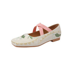 Socofy Retro Ethnic Flat Shoes