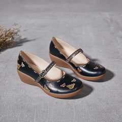 Socofy Summer Leather Thick Sole Casual Shoes