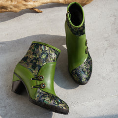 Socofy Vintage Leather Short Boots