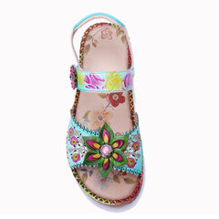 Socofy Retro Handmade Leather Sandals