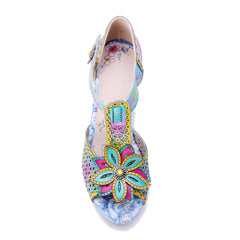 Socofy Baroque Floral High Heel Sandals