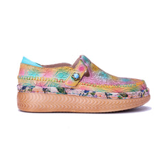 Socofy Handmade Leather Retro Printed Casual Shoes