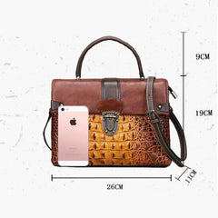 Socofy Handbags Genuine Cowhide Leather Handmade Embossing Shoulder Crossbody Women Bag