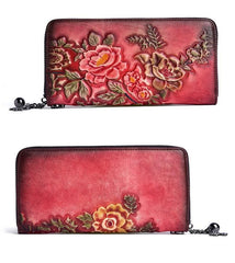 Socofy Women's Vintage Wallet Female Long Genuine Leather Wallets Woman's Purses Card Holder