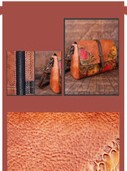 Socofy Women Shoulder Bag Genuine Leather Handbag Female Luxury Handmade Embossed Vintage Flap Bag Messenger Bags