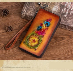 Socofy Retro Head Layer Cowhide Women Wallet Embossed Purse For Women Genuine Leather Luxury Clutch