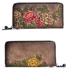 Socofy Women's Vintage Wallet Female Long Genuine Leather Wallets Woman's Purses Card Holder