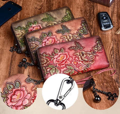 Socofy Women's Vintage Wallet Female Long Genuine Leather Wallets Woman's Purses Card Holder