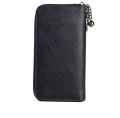 Socofy Retro Head Layer Cowhide Women Wallet Embossed Purse For Women Genuine Leather Luxury Clutch
