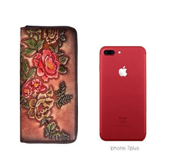 Socofy Women's Vintage Wallet Female Long Genuine Leather Wallets Woman's Purses Card Holder