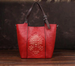 Socofy Vintage Style Luxury Handbags Genuine Cowhide Handmade Embossing Women's Shoulder Bags
