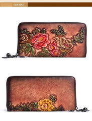 Socofy Women's Vintage Wallet Female Long Genuine Leather Wallets Woman's Purses Card Holder