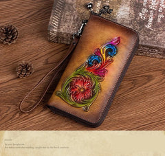 Socofy Retro Head Layer Cowhide Women Wallet Embossed Purse For Women Genuine Leather Luxury Clutch