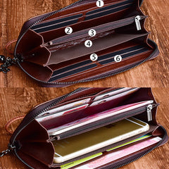 Socofy Vintage Women Genuine Leather Wallets Embossed Long Zipper Wallet Ladies Purse Cards Holder