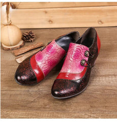 SOCOFY Genuine Leather Ethnic Style Pumps