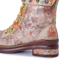 Socofy Winter Vintage Printed Martin Boots