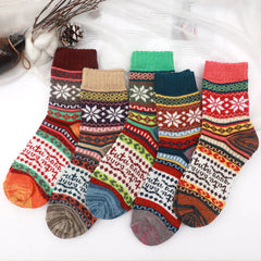Socofy Vicconfy Thickened warm ethnic style retro wool socks
