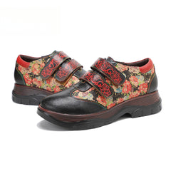 Socofy Vicconfy Genuine Leather Retro Printed Comfort Loafers