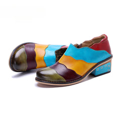 Handmade Genuine Leather Rub Color Color Comfort Casual Flat Shoes