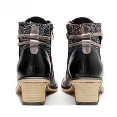 Socofy Vicconfy Handmade Leather Scuffed Vintage Women's Boots