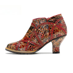 Socofy Vicconfy Handmade Studded Patchwork Heels