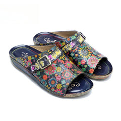 Socofy Spring Summer Genuine Leather Outside Slippers Hand-painted Retro Comfort Flat Sandals