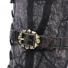 Socofy Vicconfy Genuine Leather Dark Flower Lace Up Flat Boots