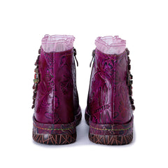 Socofy Winter Vintage Lace Floral Boots