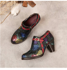 Socofy Vicconfy Heeled Women's Romantic Vintage Rose Single Shoes