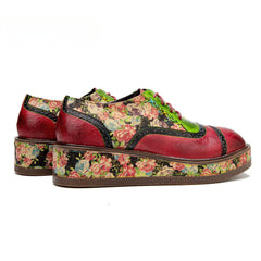 Socofy colour collision splicing lace-up thick bottom women's platform flat shoes