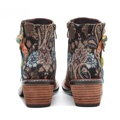 Socofy Autumn Bloom Leather Boots