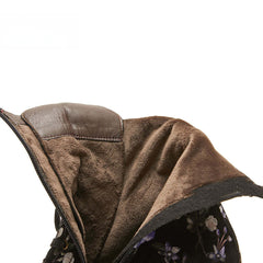 Socofy Autumn and winter warm and wear-resistant mid-calf round-toe cowhide leather fashion boots