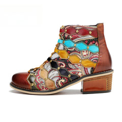 Socofy Vicconfy Vintage Handmade Romantic Exquisite Ankle Boots