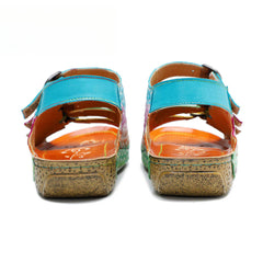 Socofy summer genuine leather belt buckle comfortable flat women's sandals