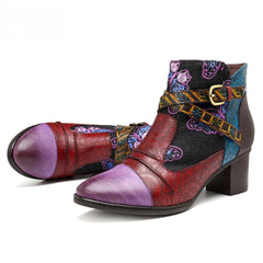 Socofy Vicconfy Patchwork Ethnic Butterfly Women's Boots