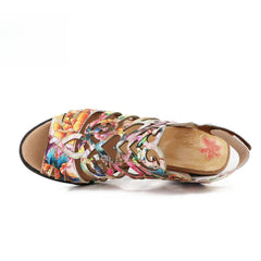 Socofy Vicconfy Summer Slim High Heel Sheepskin Women's Fashion Sandals