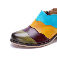 Handmade Genuine Leather Rub Color Color Comfort Casual Flat Shoes