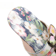 Socofy Vicconfy Summer Floral Leather Slippers